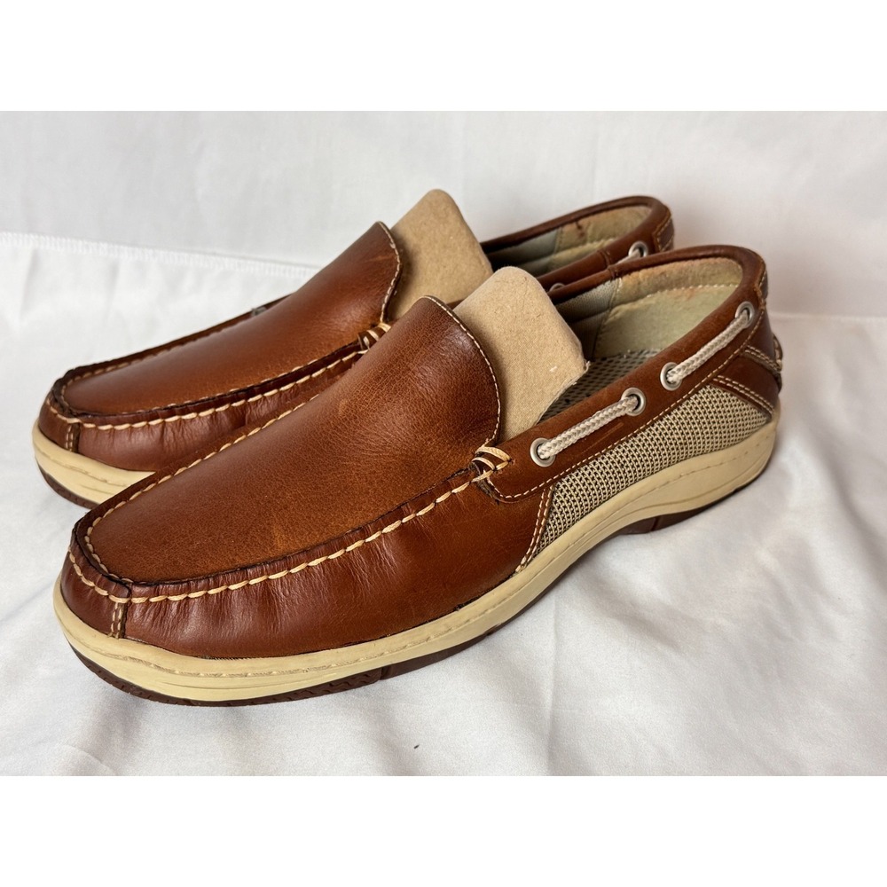 G.H. Bass Stride Propel Leather Loafers Boat Shoes Mens 8 M Camel Brown Brown